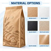 Sachet personnalisé en papier kraft sans fenêtre, scellé sur huit côtés, avec valve, pour mélange de poudre à pâtisserie, pour la vente au détail et en gros