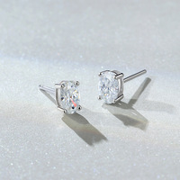 Boucles d'oreilles clous en moissanite VVS1 taille ovale 4*6mm, en argent 925 hypoallergénique, bijoux pour femme, idéales pour le quotidien, best-seller