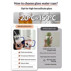 Mug carré en verre élégant résistant à la chaleur avec poignée et paille, tasse à lait portable pour femmes de bureau - Product Image 5