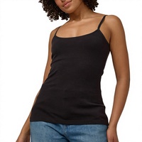 Débardeur de yoga sportif en tricot écologique pour femme avec logo personnalisé, col rond et bretelles spaghetti, idéal pour la gym et la course à pied