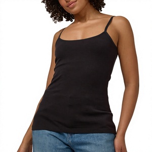Custom Logo Women's Eco-Friendly Knitted Solid Sporty <b>Scoop</b> Neck Yoga Camisole Spaghetti Strap Tank Top Gym Running - Product Image 2