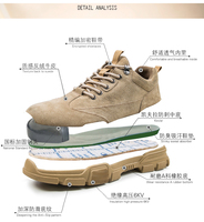 Sepatu Keselamatan Baja Anti-Tusuk Anti-Hantaman Berkualitas Tinggi, Model Low Cut, untuk Industri Pertambangan, Bagian Atas Suede Imitasi, Sol Baja, Cocok untuk Musim Panas