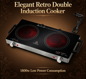 Cuisinière électrique portable élégante à double brûleur infrarouge 1800W avec commandes indépendantes pour une cuisson polyvalente en intérieur et en extérieur - Product Image 1