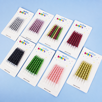 Bougies d'anniversaire en spirale, finition dorée métallique, sans fumée, non toxiques, en cire de paraffine torsadée, pour gâteaux de fête, vente en gros
