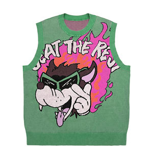 カスタムロゴメンズセーターベストプルオーバージャカード柄セーターノースリーブニットトップメンズニットセーターベスト - Product Image 3