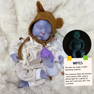 Muñeca Bebé <span class=keywords><strong>Reborn</strong></span> de <span class=keywords><strong>Silicona</strong></span> Realista de 13 Pulgadas con Función de Brillo en la Oscuridad, Bobbie Azul, Certificación CE - Product Image 6