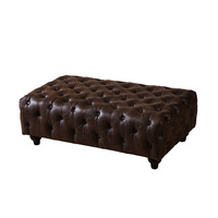 Amerikanisches Landhaus-Wohnzimmermöbel Leder-Chesterfield-Sofa-Set für Villa und Apartment