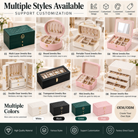 Boîte de rangement à bijoux personnalisée avec logo, directement de l'usine, en cuir PU multicouche avec serrure, support pour colliers, rangement pour bagues et boucles d'oreilles
