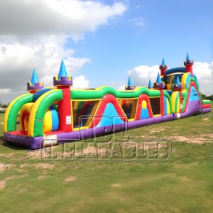 Parcours d'obstacles gonflable commercial en PVC de 70 pieds pour enfants, château gonflable pour activités extérieures, églises, écoles, carnavals - Product Image 3