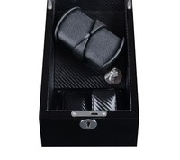 Boîte à montres double à piles TW 2+2, remontoir automatique pour montres, matériaux recyclés écologiques, design protecteur noir avec serrure, en bois