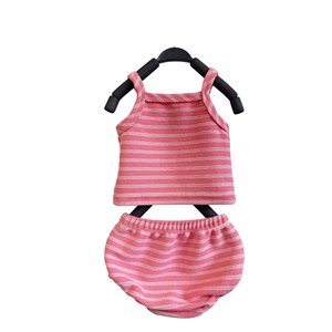 Set di Asciugamani in Spugna a Righe per Bambine con Canotta e Pantaloncini con Volant Completo in Spugna per Bambini - Product Image 3