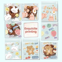 Sacs auto-scellants originaux à motif d'ours et de lapin pour l'emballage alimentaire, bonbons, biscuits, flocons de neige, snacks croustillants