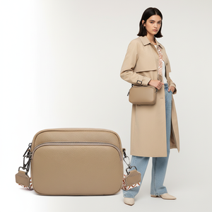 Borsa a Tracolla in Pelle con Texture Lychee Personalizzata, Borsa per Fotocamera con Doppia Cinghia, Piccola Borsa Quadrata per Uso Quotidiano Femminile - Product Image 3