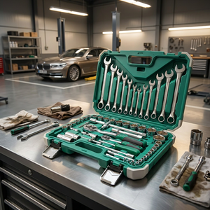 Jeu de clés à douilles de 61 pièces, 1/4 ", qualité industrielle, acier CR-V, kit d'outils de réparation automobile avec boîte de rangement pour une utilisation automobile et domestique - Product Image 2