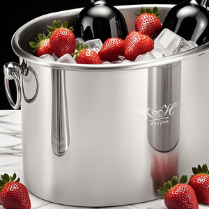 Tùy Chỉnh 9L Kim Loại Đồ Uống Rượu Sâm Banh Rượu Bia Mát Bồn Tắm Chủ Sở Hữu Băng <span class=keywords><strong>Bin</strong></span> Cho Đám Cưới Ktv Đảng Thép Không Gỉ Lớn Xô Đá - Product Image 2