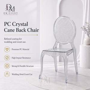 <b>Clear</b> Polycarbonate Cane Pattern Oval Back <b>Chair</b> Lightweight Durable for Wedding and Hotel Events - Product Image 1
