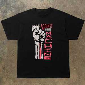 Camiseta <span class=keywords><strong>Rage</strong></span> Against The Machine Band Hand Up, camiseta Unisex, camiseta para hombre, camiseta negra informal con cuello redondo, camiseta de algodón para hombre y mujer, verano - Product Image 1