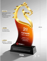 Nouveau Trophée Créatif en Métal et Cristal Année du Cheval 2026 pour Réunion Annuelle d'Entreprise, Plaque de Récompense pour Employés, Souvenir