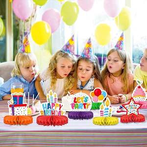Ensemble de décorations d'<span class=keywords><strong>anniversaire</strong></span> colorées, centre de table en nid d'abeille, décoration de table pour les fournitures de fête d'<span class=keywords><strong>anniversaire</strong></span> des enfants - Product Image 2