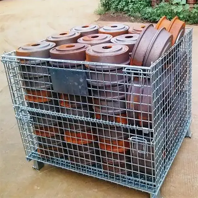 Wholesale High Quality Collapsible Metal Wire Mesh Storage Cages Foldable Stackable Baskets Cargo   Storage Equipment Container