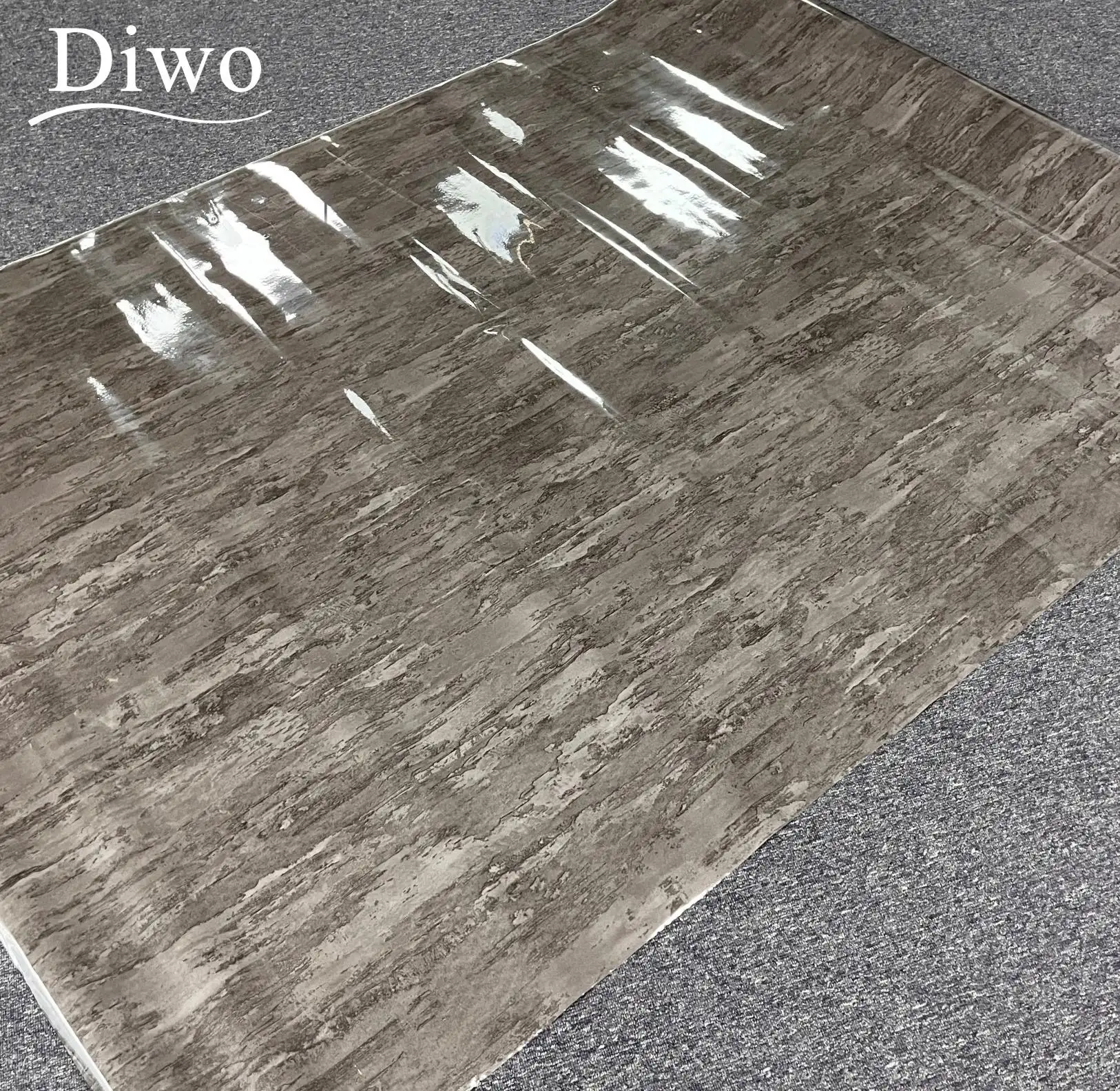 DIWO 벽 패널 용 고광택 내화 대리석 디자인 PVC 장식 필름