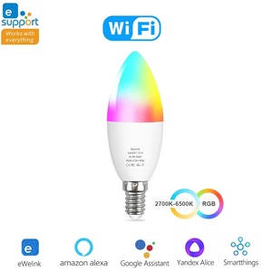 Wifi thông minh <span class=keywords><strong>E14</strong></span> dẫn nến ánh sáng bóng đèn 5W rgbcct 2200-6500K điện Alexa Google điều khiển bằng giọng nói Android hoạt động thanh nhựa nhà - Product Image 5