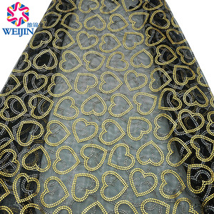 Tessuto di Tulle personalizzato con stampa <span class=keywords><strong>in</strong></span> fibra di poliestere color pesca placcato <span class=keywords><strong>in</strong></span> oro lucido tessuto a maglia a cuore - Product Image 1