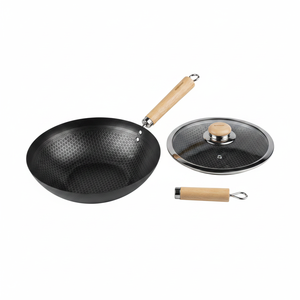 26cm Wok Pan Design a nido d'ape coperchio in metallo coperchio in vetro per Gas a induzione scatola 6 per uso commerciale per alberghi ristoranti - Product Image 2