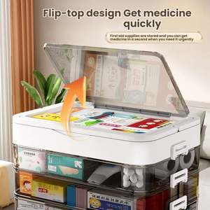 Kit médical promotionnel personnalisé avec logo - Boîte de rangement portable multi-couches à grande capacité avec couvercle rabattable pour la maison et les voyages - Product Image 2