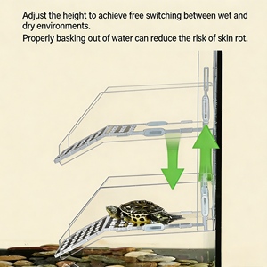 Grande plateforme de basking pour tortues <span class=keywords><strong>en</strong></span> acrylique transparent <span class=keywords><strong>avec</strong></span> crochet, pont flottant texturé, rampe d'accès sécurisée pour fixation sur le rebord du réservoir, drainage intégré - Product Image 4