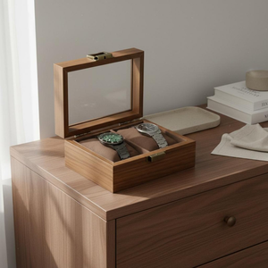 1_2_6 Grid Shock Resistant <b>Watch</b> Box Buckle Closure Wood Inner Material Portable <b>Watch</b> Storage Pillow Bag Jewelry Bracelet <b>Case</b> - Product Image 2