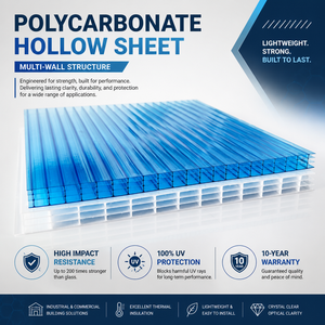 Panneaux de toiture multicouches de haute qualité 8 mm 10 mm 12 mm 16 mm 20 mm, protégés contre les UV, en <span class=keywords><strong>polycarbonate</strong></span> à quatre parois creuses - Product Image 2