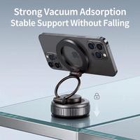 Support de téléphone magnétique pour voiture à ventouse verrouillable, pliable, avec anneau de maintien, rotatif à 360°, support horizontal et vertical, logo personnalisé OEM