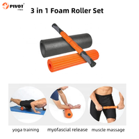 Peralatan Kebugaran Gym Rumahan Ramah Lingkungan 3 in 1 Set Foam Roller Tongkat Pijat Foam Roller untuk Pijat Otot Jaringan Dalam