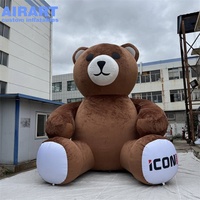 Grand ours gonflable recouvert de peluche, ballon gonflable en forme d'ours mignon de dessin animé pour les promotions publicitaires
