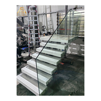 Coût des escaliers flottants à monolamellier en acier inoxydable droit, design élégant, couleur personnalisée