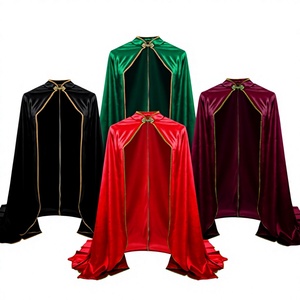 Capa de disfraz de Rey, Reina, Princesa para <span class=keywords><strong>Mujer</strong></span> y Hombre, con ribete dorado de terciopelo, para Halloween, Renacimiento, Boda, Traje Medieval, Nupcial, para Niñas - Product Image 2