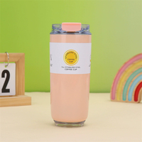 Gobelet isotherme à double paroi avec paille et couvercle, logo personnalisé, thermos 500 ml, gobelet en acier inoxydable sous vide