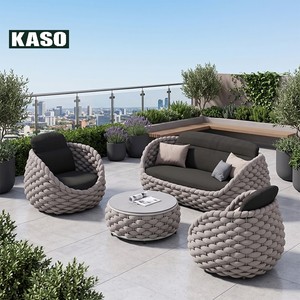 Ensemble de canapés d'extérieur <span class=keywords><strong>en</strong></span> corde tressée pour villa moderne et resort, mobilier de patio d'hôtel, ensemble de canapés d'extérieur <span class=keywords><strong>en</strong></span> corde d'aluminium imperméable - Product Image 1