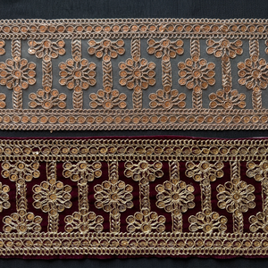 Cinta de encaje cordón bordado con lentejuelas y diseño floral barroco, con hilo metálico de lujo, para alta costura y prendas étnicas de alta costura - Product Image 3