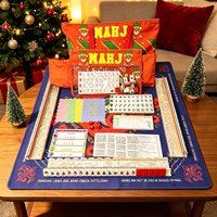 Ensemble de Mahjong Américain Premium, Tuiles de Mahjong en Acrylique de Noël avec Supports, Tapis et Sacs, Accessoires Complets pour Soirées de Jeu