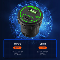 Vente en gros de chargeurs de voiture 12v-24v PD 66W USB C USB 12V QC3.0 avec interrupteur marche/arrêt