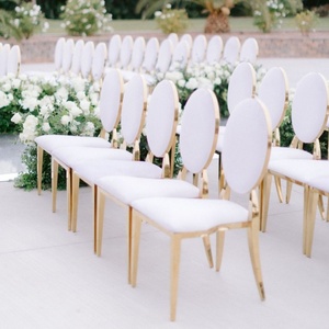 Chaise de banquet empilable en métal Louis à dossier rond pour hôtel, restaurant, <span class=keywords><strong>mariage</strong></span>, mobilier d'extérieur commercial de luxe en gros - Product Image 1