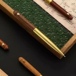 Practical Classic Wooden Gel <b>Pens</b> Custom Logo Brass Metal Ballpoint Signature <b>Pens</b> Eco-Friendly Blue Red Ink Colors for Gifts - Product Image 3