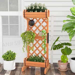 Jardinière en <span class=keywords><strong>treillis</strong></span> en <span class=keywords><strong>bois</strong></span> 2 niveaux Boîte à fleurs en tonneau de vin - Product Image 2