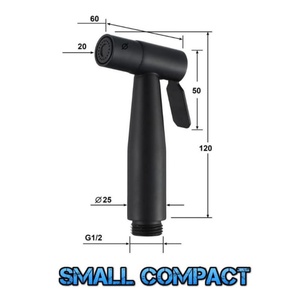 Black Small Compact Bidet Douche Shattaf Sprayer with Black Hose 1.5m Bathroom Handheld Bidet Toilet Stainless Steel Tap <b>Spray</b> - Product Image 2