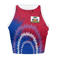 Hawaii Lei Flowers Print Crop Tops 100% Polyester Short Drop Shipping Polynesian Haiti Flag Pattern Sexy Vest Breathable Summer