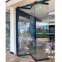Portes en verre pliantes sans cadre pour restaurant centre commercial terrasse cloison en verre pile intérieure pliante quincaillerie de porte pliante coulissante