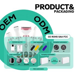 Kit de toilettage pour femmes SE8-1001-4 OEM, rasoir électrique, épilateur pour le visage et le corps, tondeuse pour les sourcils, le nez et les oreilles, rechargeable, or rose - Product Image 4
