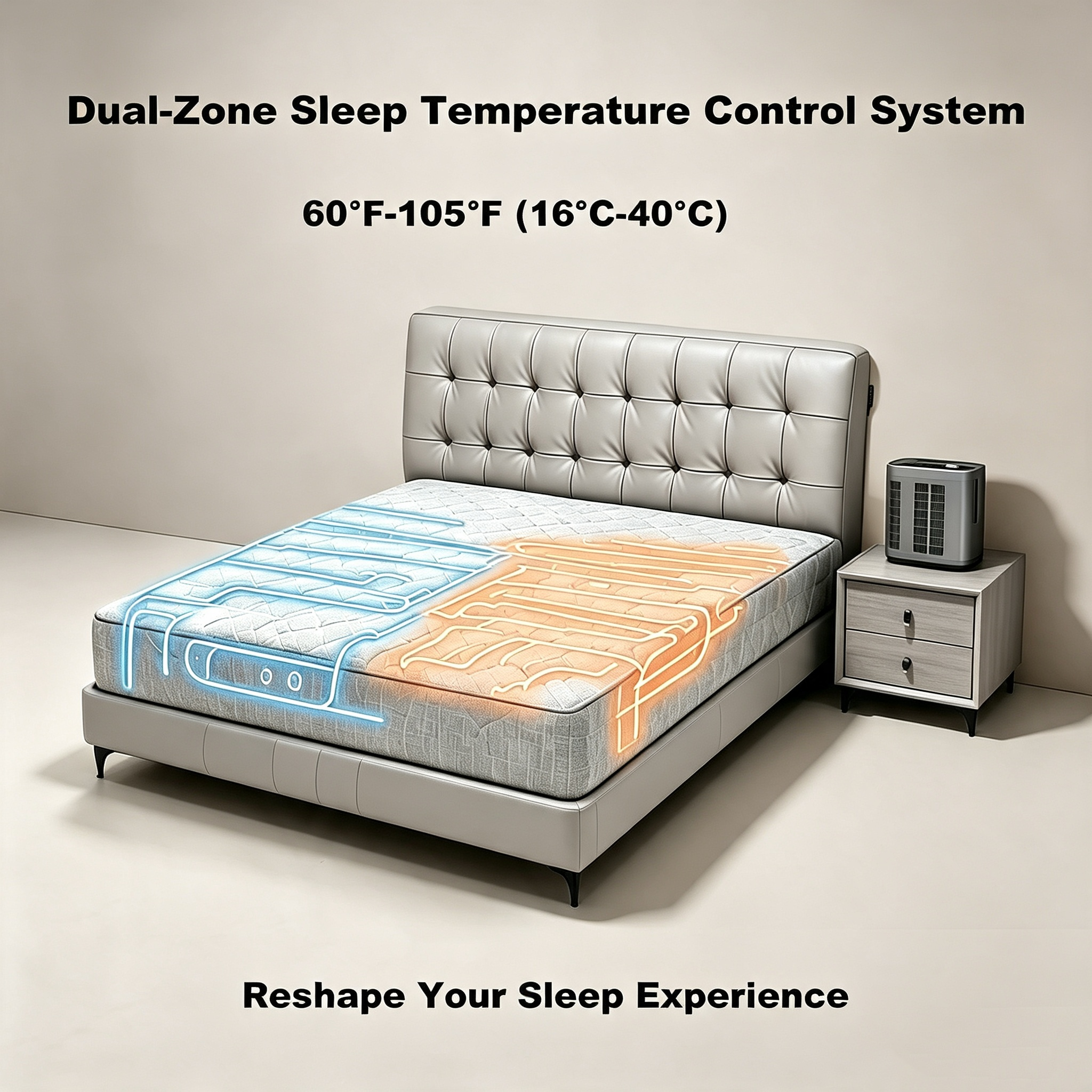 AI Smart Ice <strong>Sleep</strong> Water Circulation Cooling Heating Mattress Cover Bed Cooling System Pad APP Temp Control <strong>Sleep</strong> Monitor